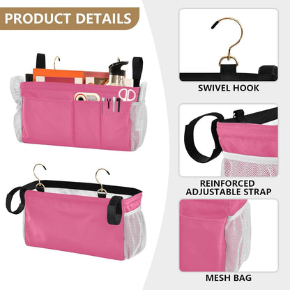 Black Bedside Caddy Storage Bag Bedside Organizer for Bed Rails College Dorm Room Organizer Caddy Hanging Shelf 6 Pockets with Hooks for Drinks Magazine Phone Holder