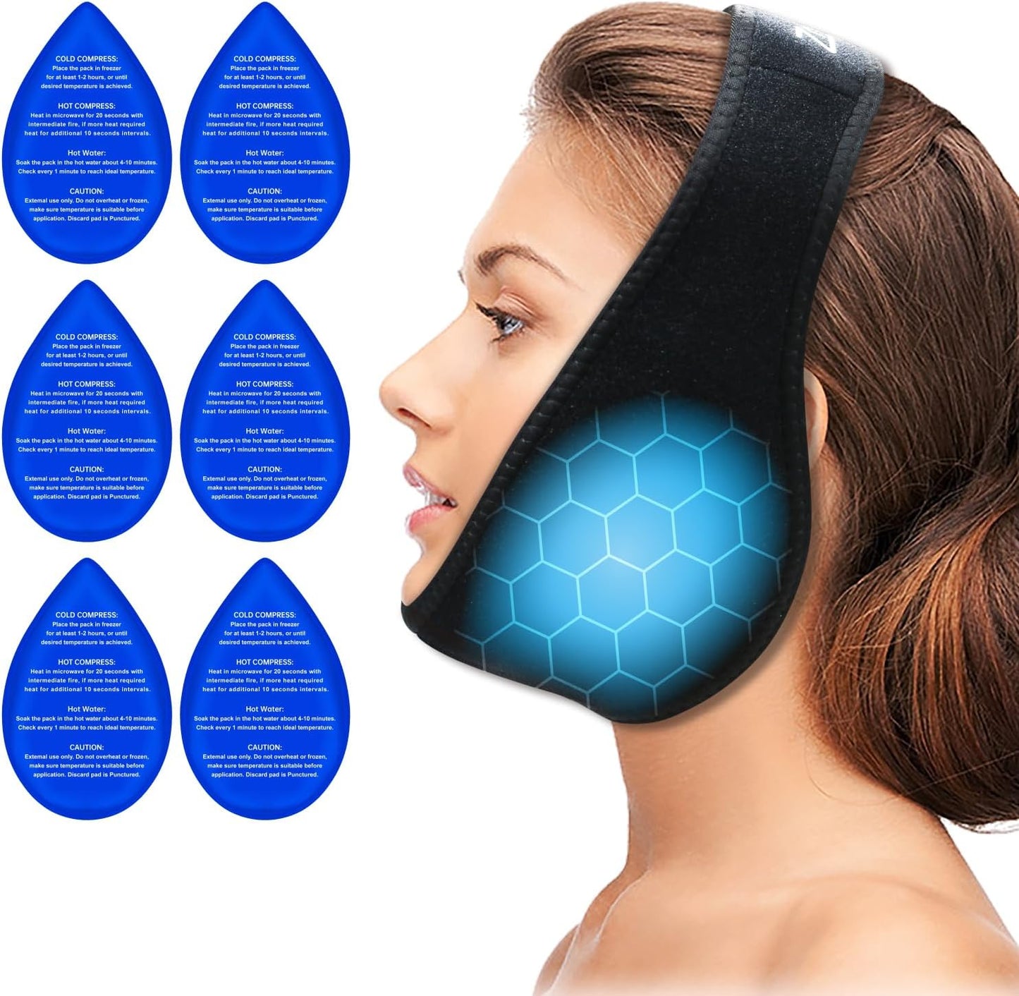 ZNÖCUETÖD 4 Packs Small Gel Ice Packs for Injuries Reusable Compatible with Wisdom Teeth Ice Pack Head Jaw Face Wrap Oral Dental Surgery Recovery