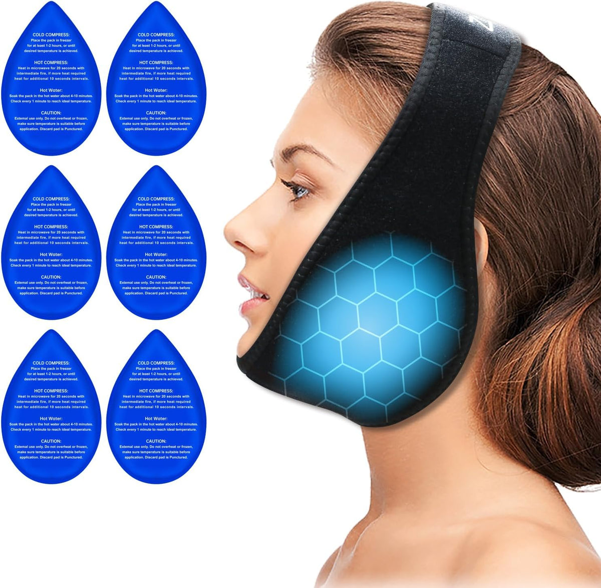 ZNÖCUETÖD 4 Packs Small Gel Ice Packs for Injuries Reusable Compatible with Wisdom Teeth Ice Pack Head Jaw Face Wrap Oral Dental Surgery Recovery