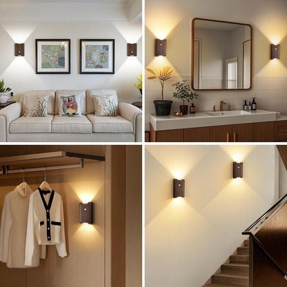 Eneru Motion Sensor Wall Sconce, Rechargeable Wireless Lights Indoor 2 Pack | 5000mAh battery powered, remote 3CCT dimmable, cordless magnetic mount, motion night light for hallway closet bathroom stair