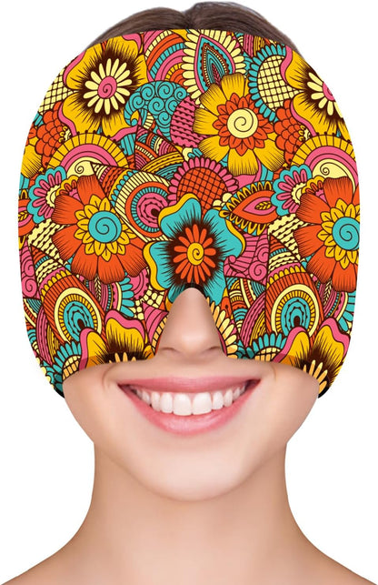 ZNÖCUETÖD Migraine Headache Relief Cap Hat Full Head ice Pack Wrap Cold Cap