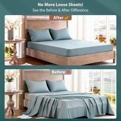 Bed Sheet Holders for Corners, Snap-Lock Fitted Sheet Locks, 4 Pack | 4 snap-lock ABS holders help secure fitted sheet corners; no straps or metal teeth; check 3 in.+ mattress corner clearance