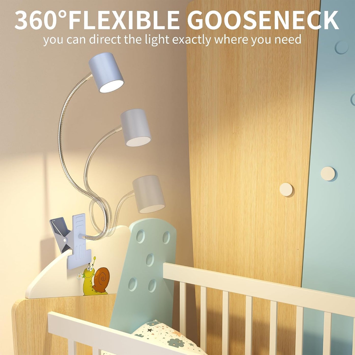 Desk Lamp USB Clip On Light,Book Lights for Reading at Night Clamp Light | 3 Color Modes,10 Brightness Clamp Light,360° Gooseneck LED Reading Light for Books in Bed,Eye-Care for Home Office,Headboards
