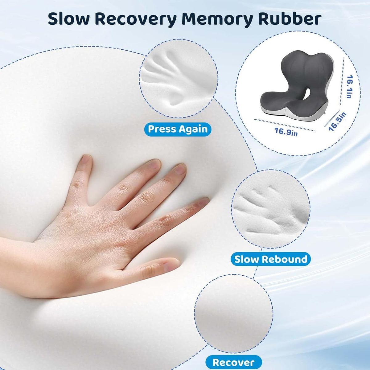 Ergonomic Memory Foma Car Seat Cushion Reducing Sciatica Pressure