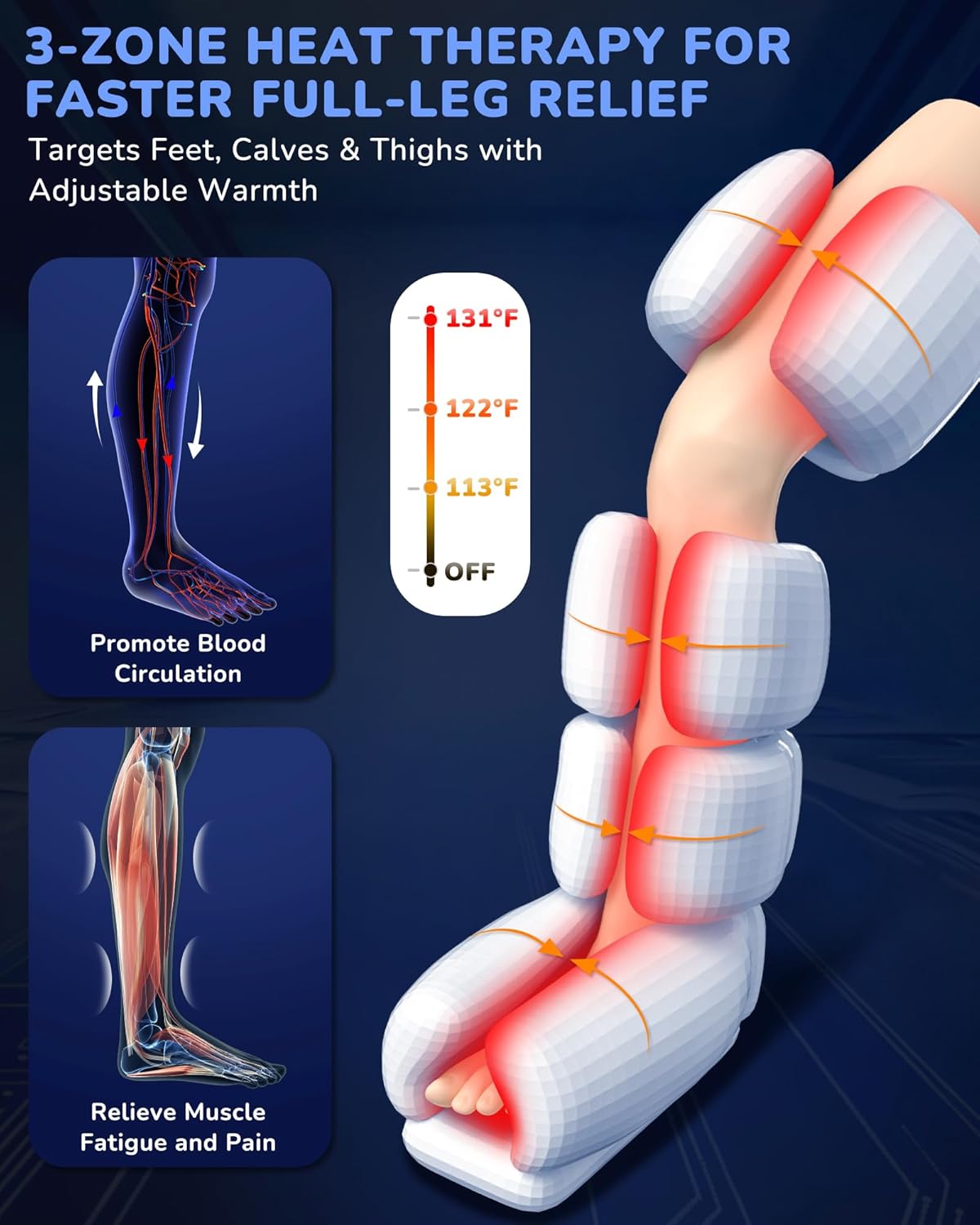 Leg Compression Massager with Heat for Circulation and Pain Relief | Sequential Full Leg Air Compression Boots, Recovery System, 6 Mode, 9 Intensity, 3 Heat, Plug-in Use, Mom, Dad, Athletes, Gym