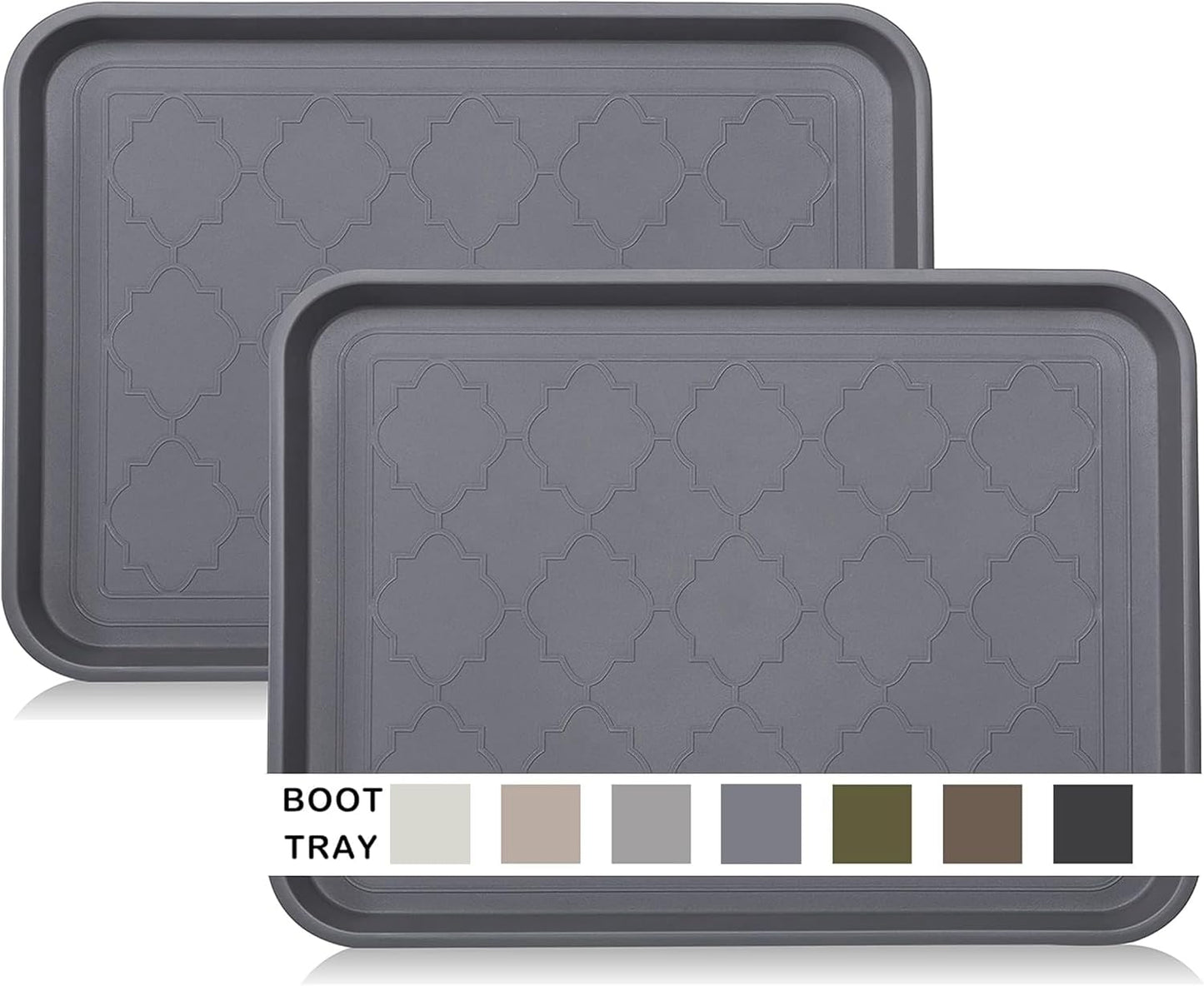 WATANIYA PET Boot Tray for Entryway Indoor, Heavy Duty Shoe Mat Tray 2 Packs, 16.7"x12.8" Waterproof Shoes Trays with Raised Edge, Outdoor Multi-Purpose Mats for Boots, Garden, Pets