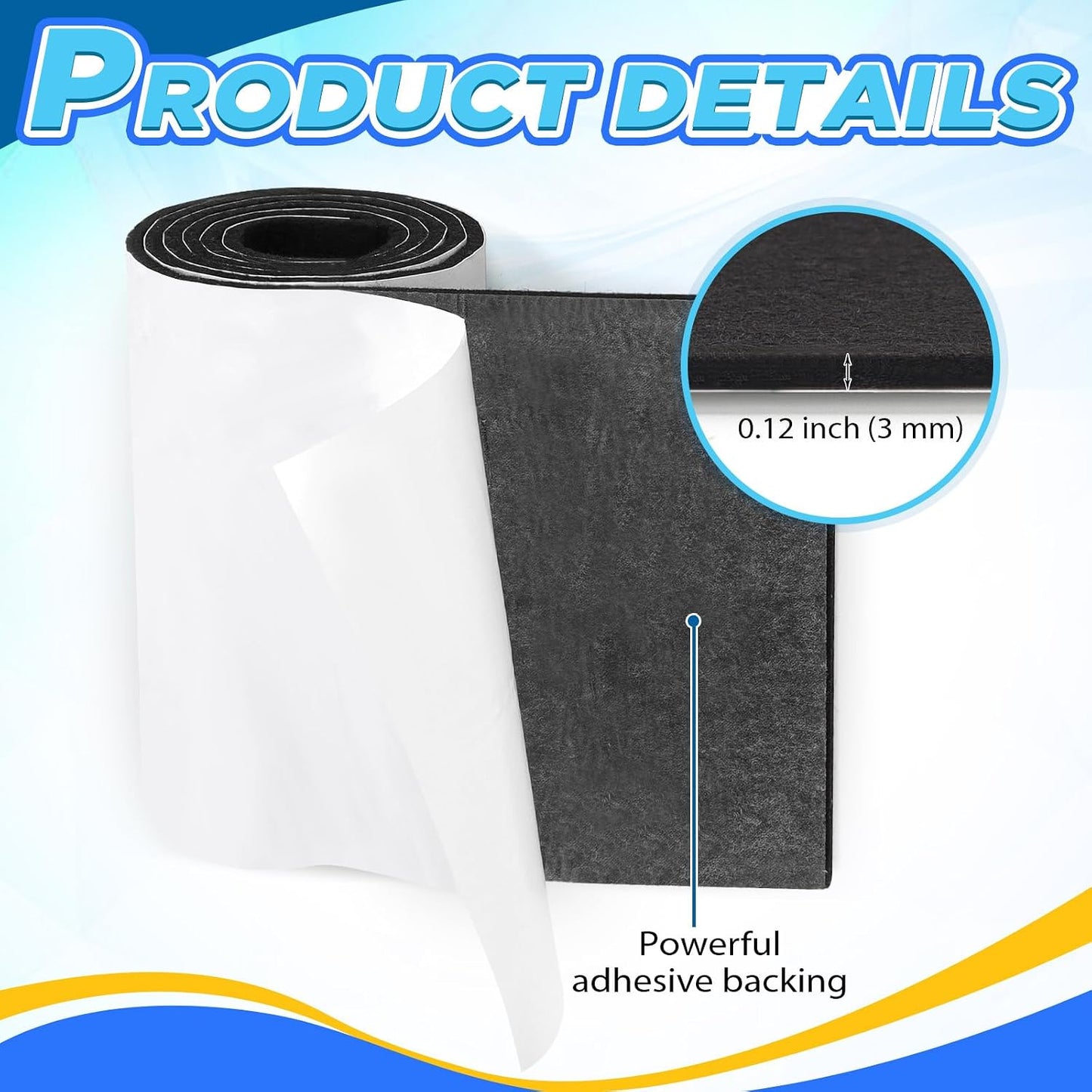 Felt Furniture Pads, 40x5 inch Self Adhesive Felt Tape, Cuttable Heavy Duty Felts Strip Roll for Protecting Hardwood Floors No Scratches