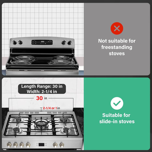 30" Slide-in Range Rear Filler Kit with 2 PCS Stove Gap Covers, Black | Stove Gap Filler Strip, Stainless Steel Backsplash for Stove, Stove Trim Kit with Most Brands Between Stove and Backsplash