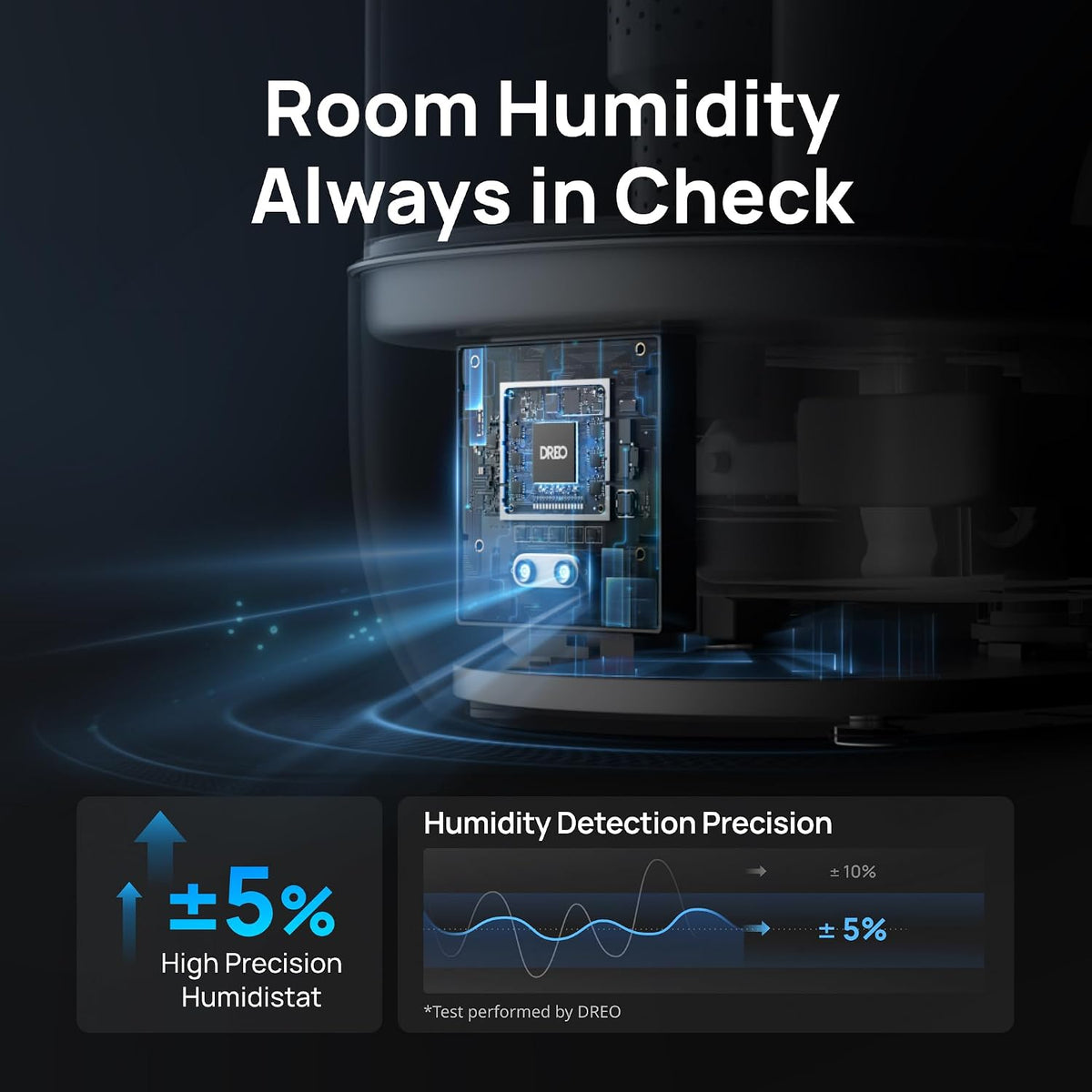 DREO 3L Humidifiers for Bedroom, 30H Runtime, 26 dB Quiet, Black