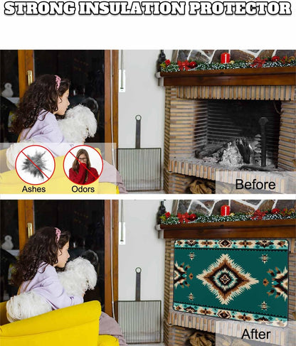 Western Aztec Magnetic Fireplace Cover Decorative Indoor For Brick Fireplace, Rustic Tribal Southwestern Boho Ethnic Insulation Fireplace Blocker Blanket Draft Stop Hot Heat Save Energy, 36"Wx27"H