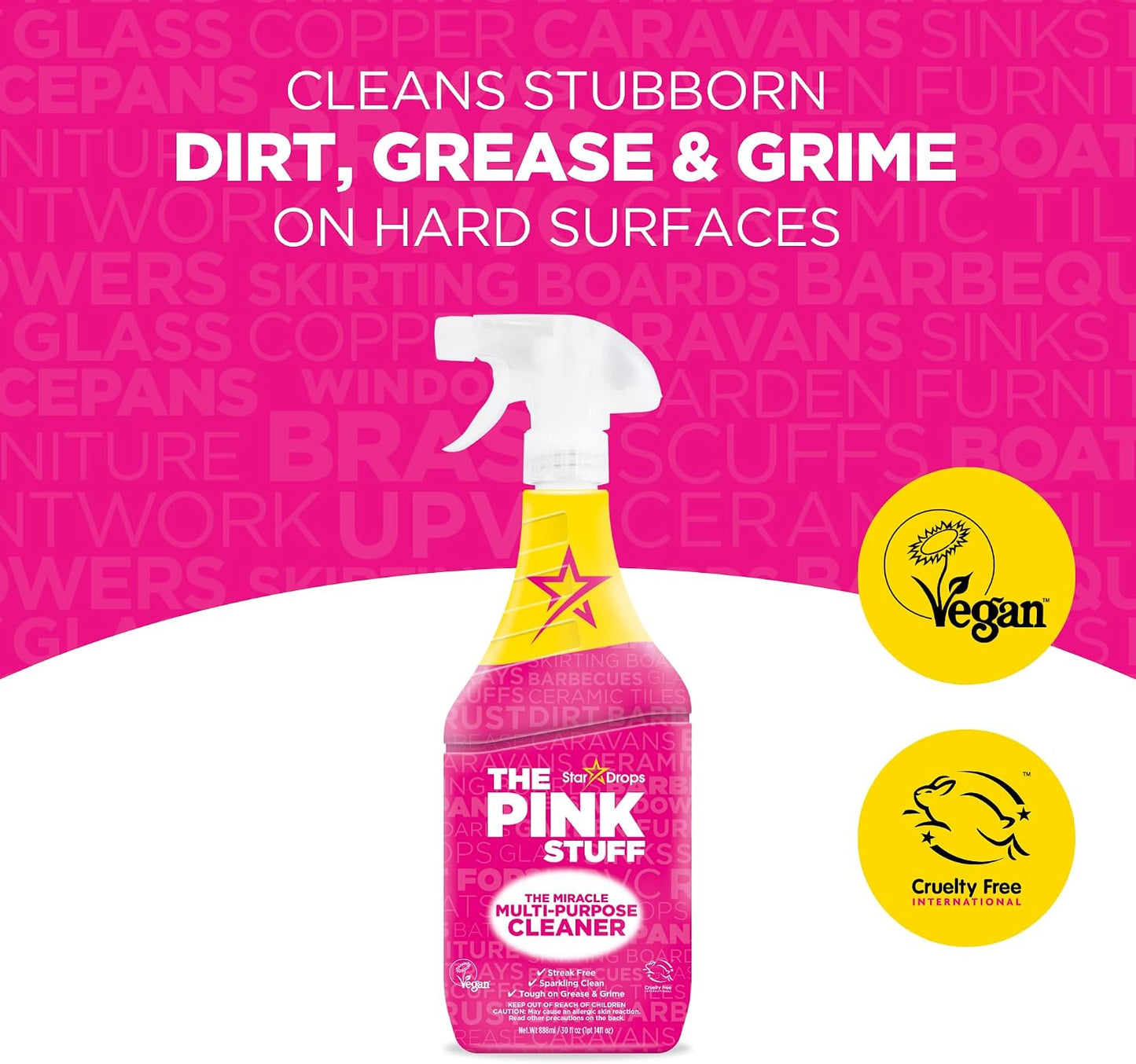 The Pink Stuff Miracle Multi-Purpose Cleaner Spray, 30 fl oz | Now 20% More, All-Purpose Cleaning Solution, For Kitchens, Bathrooms, Floors & More, Cuts Through Grease & Grime, Powerful