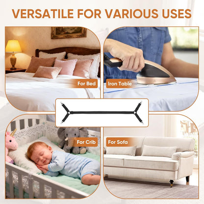 Bed Sheet Holder Straps, 2Pcs Elastic Adjustable Bed Sheet Grippers | Fitted Sheet Holder Keep Sheets in Place, Enhance Sleep Experience, Black