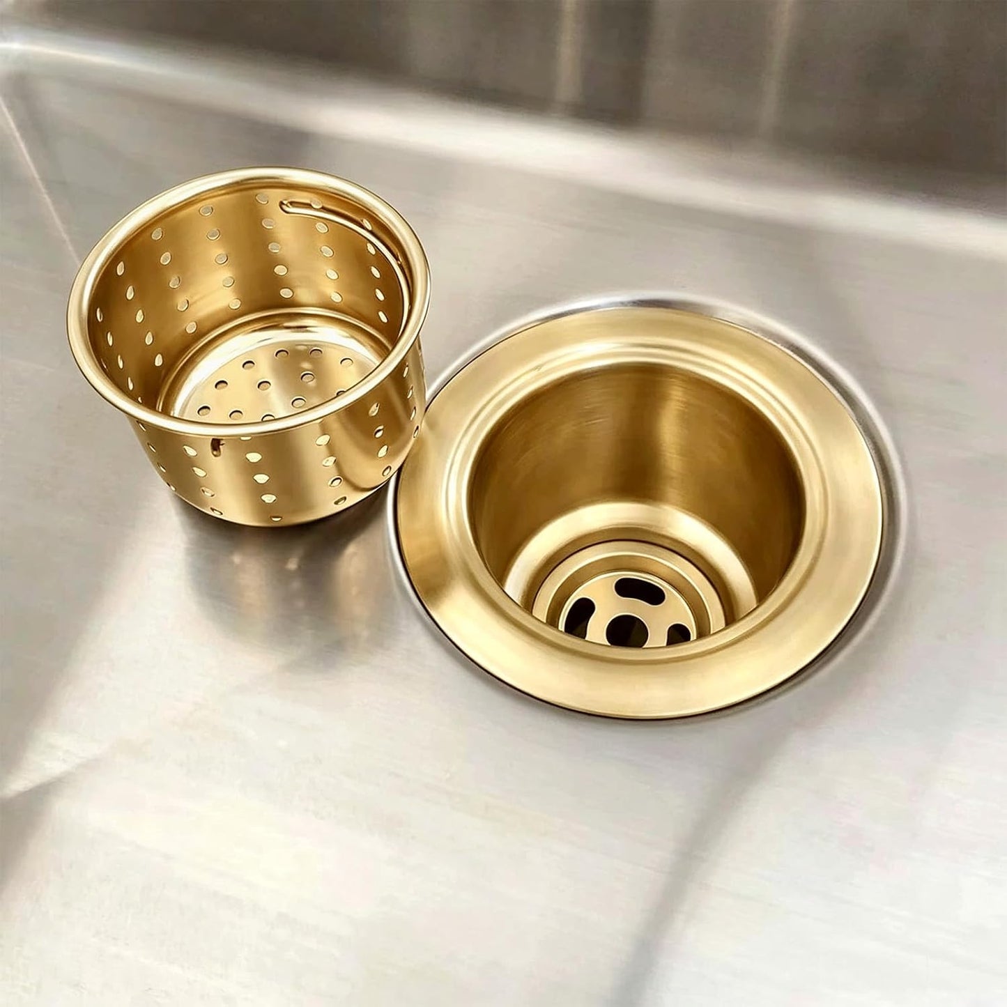GZILA Kitchen Sink Drain Basket Only, 3-inch Basket for Kitchen Sink Strainer Replacement, Deep Cup Strainers with Handle, SUS 304 Stainless Steel