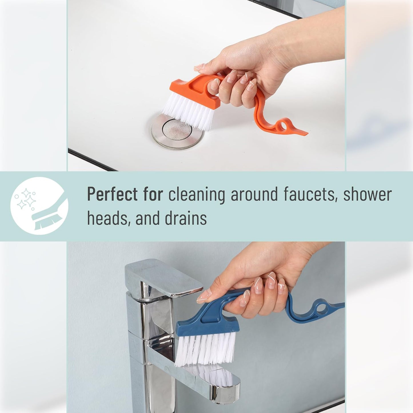 Slick- Window Track Cleaning Brush, 2 Pack, Yellow/Purple Ergonomic Handle, Built-in Scraper, Multipurpose, Window Track Cleaning Tools