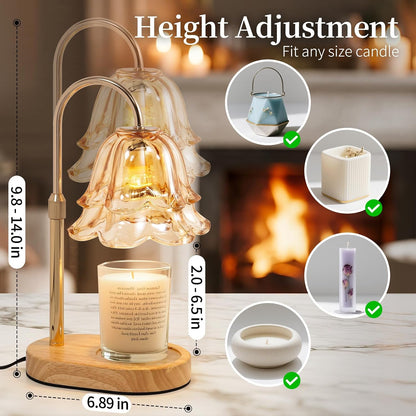 Flower Candle Warmer Lamp with Timer - Dimmable Electric Candle Lamp, Glod