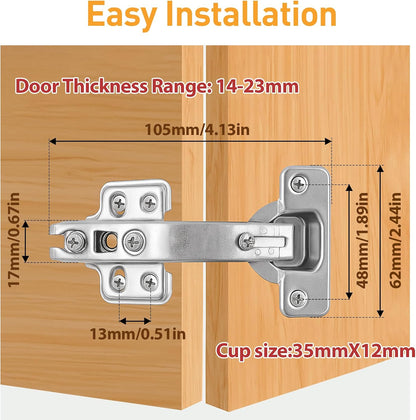 Cabinet Hinge Repair Plate Kit, 12Pcs Hinges Repair Fixing Plates | Stainless Steel for Kitchen Cupboard Door Replacement Rust Resistant With Mounting Screw