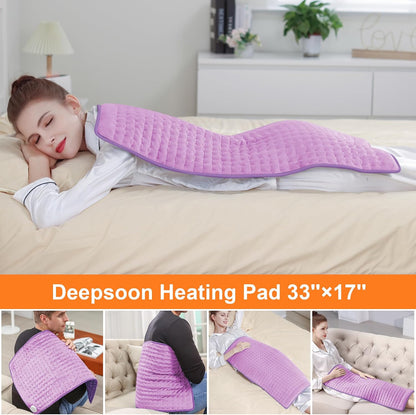 Heating Pad,Heated Blanket,Heating Pad for Back Neck,Grey,24x12 Inch | Electric Heating Pad,Dry/Moist Heat Heating Pads,Heating Pads for Shoulder,Abdomen,Heat Pad for Women Men,Birthday Gift