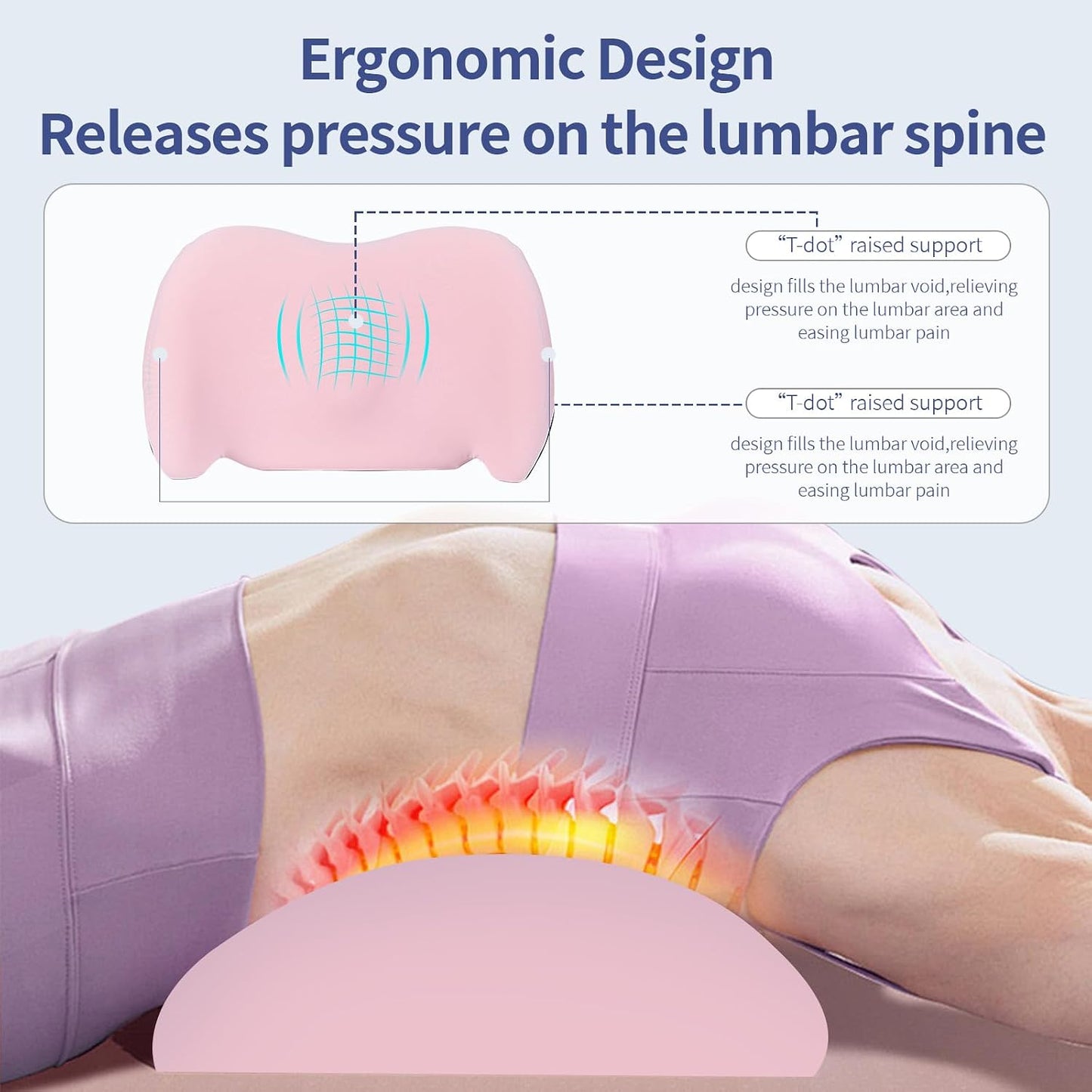 Lumbar Support Pillow for Office Chair, Memory Foam Car Back Cushion | Lumbar Pillow Lower Back with 4d Mesh Cover Adjustable Straps, Ergonomic Chair Back Pillow for Office, Car, Gaming Chairs