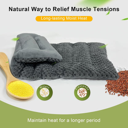 Weighted Microwave Heating Pad (1.8 LBS), 16x7 Inch Microwavable HotPack for Muscle Pain Relief Soothes Aches in Shoulders, Lower Back & Abdomen, Moist Heat Therapy Reusable