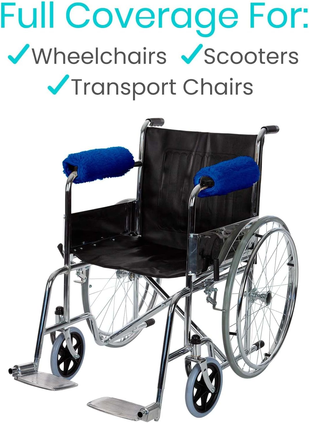 Vive Wheelchair Armrest Pads (2 PCS) - Memory Foam Sheepskin Cushion | Accessories for Transport Electric Wheel Chair Arm Rests - for Adults, Seniors, Handicapped - Soft Support for Office Chair