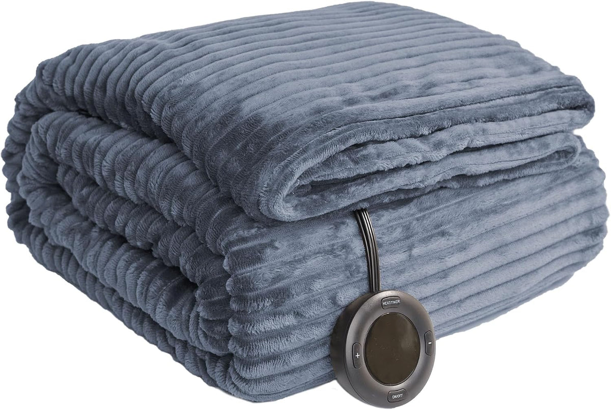 Heated Blanket 50x60”, 3 Hours Auto-Off Electric Blanket, Grey