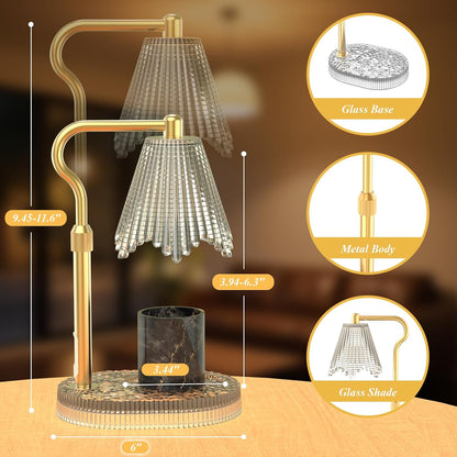Flower Candle Warmer Lamp,Adjustable Timer & Dimmer(Black2) | Adjustable height fits jars. Timer & dimmer safe melt. 2 bulbs & heat-proof base. Perfect for bedroom, office, or gifting.