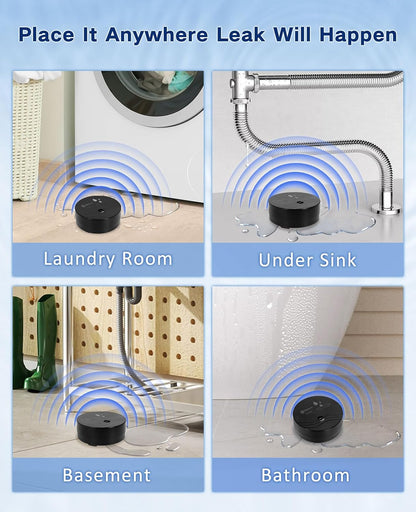 Geevon 10 Pack Water Leak Detectors,100dB Sensor Alarms for Home | Flood Leak Detectors for Basement,Bathroom,Laundry Room,Sink,Garage,Wine Cellar,RV and Window,Water Alarms with Batteries