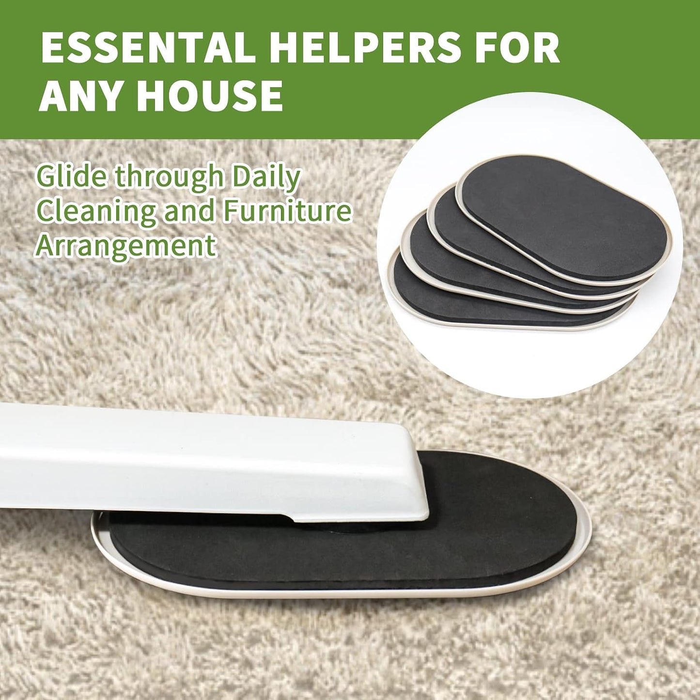 Furniture Sliders for Carpet 8 PCS - 3 1/2" Beige | Furniture Moving Sliders, Chair Leg Floor Protectors, Carpet Sliders for Furniture - Move Your Furniture Easily & Safely