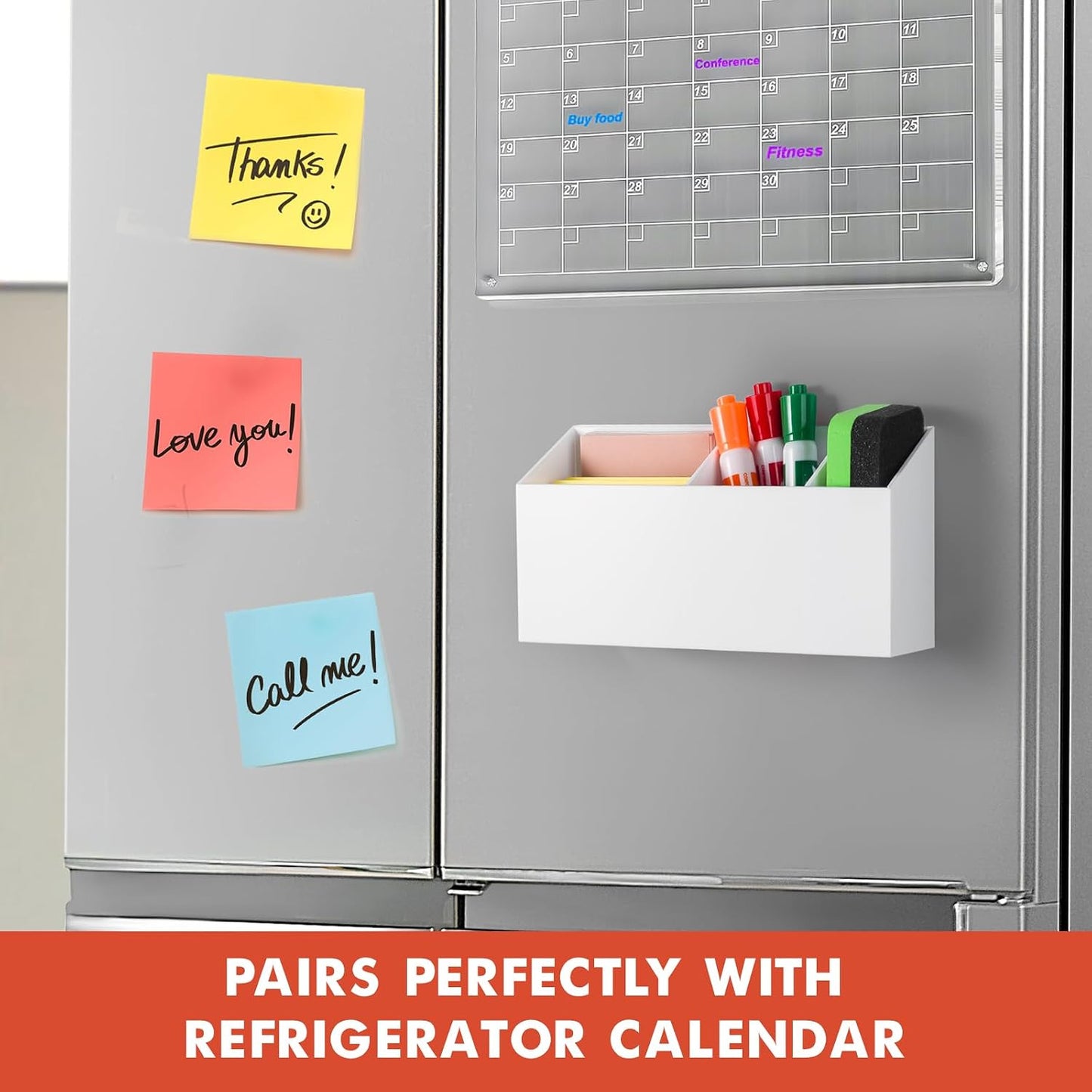 Magnetic Dry Erase Marker Holder for Whiteboard, Fridge, Classroom | Acrylic Magnet Pen Holder for Office, Refrigerator, Whiteboard Maker Holder for Teacher, Locker Organizer Accessories(Clear)