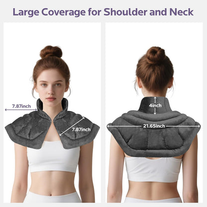 Microwave Heating Pad for Neck Shoulder and Back Pain, Weighted Microwavable Heated Neck Wrap with Lavender Scent for Hot and Cold Compress, Large Size