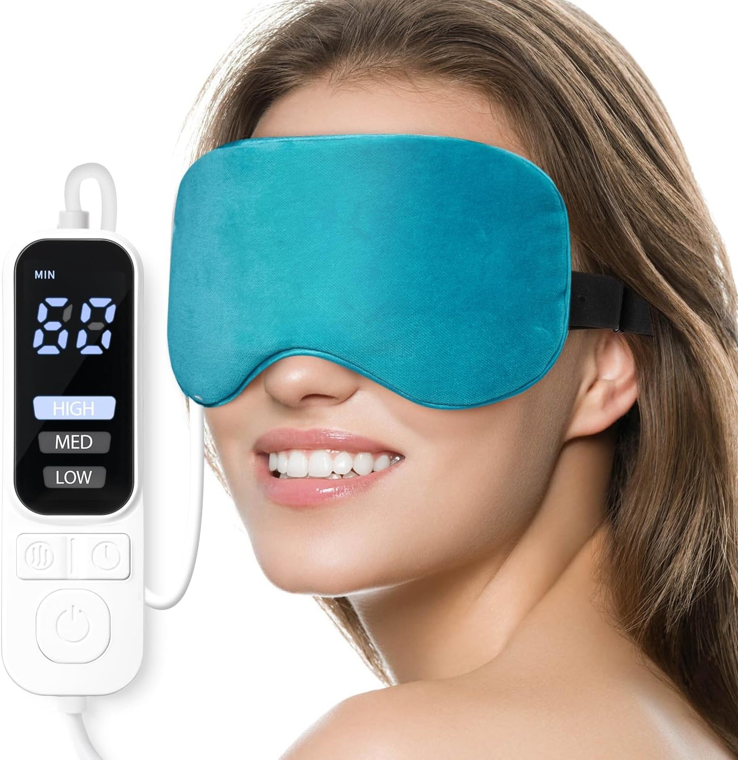 Ezona Heated Eye Mask, Warm Eye Compress Mask for Dry Eyes, Gray | USB Electric Eye Heating Pad, Temperature & Timer Control, Blepharitis, Sinus, Migraine, Stye, MGD Puffiness