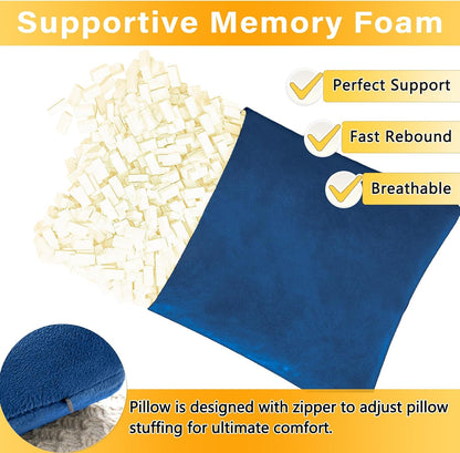 1 MIDDLE ONE 2 Pack Small Pillow, Memory Foam Mini Pillow 11 X 7 Inches for Travel, Sleeping, Nap and Neck, Knee, Lumbar Support, Tiny Cushion for Pet, Dogs (Grey)