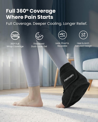 Heel Plantar Fasciitis ice Pack with 2-Layer Cooling Gel for 30-Min Cold Therapy, Ankle Foot Reusable Ice Pack Wrap for Achilles Tendonitis, Sprained Ankles, Swelling, Foot Pain Relief(1, PRO)