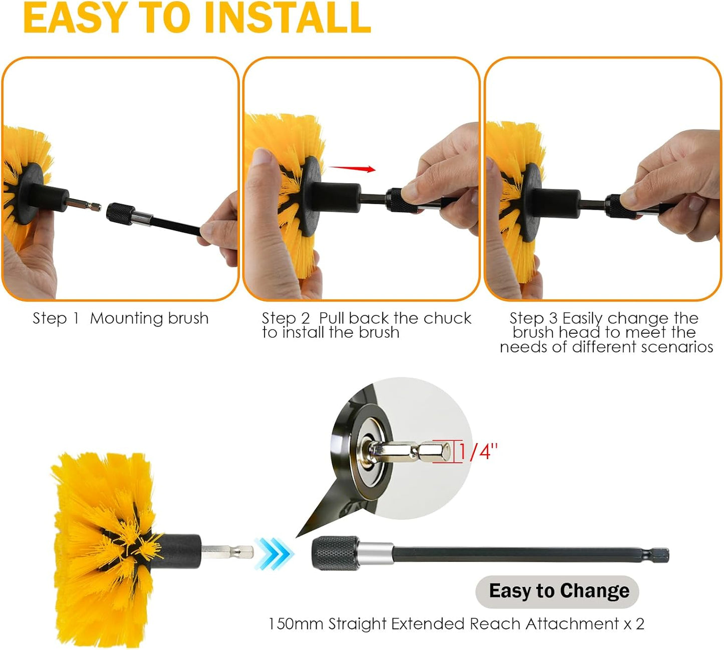 18PCS Drill Brush Attachments Set, Power Cleaning Scrub Brushes | Cleaning Brush Supplies with Scrub Pads, Sponge, Extend Long Attachment for Bathroom Bathtub, Grout, Tile, Sinks, Corners