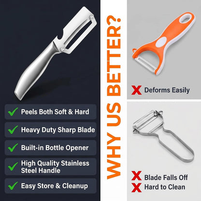 2-Pack Stainless Steel Vegetable Peeler Set - Zero Flex Professional Peelers, Commercial Grade Fruit & Vegetable Peelers for Kitchen, Dishwasher Safe, Rust Resistant