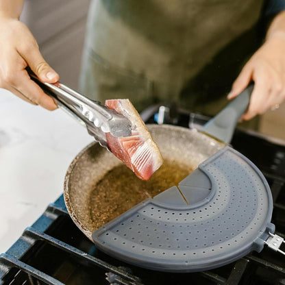 Foldable Splatter Screen with Handle for 10-13" Pans, Silicone, BPA-Free, | Heat-Resistant Grip,Space Saving Fry Pan Cover for Mess-Free Cooking,Dishwasher Safe