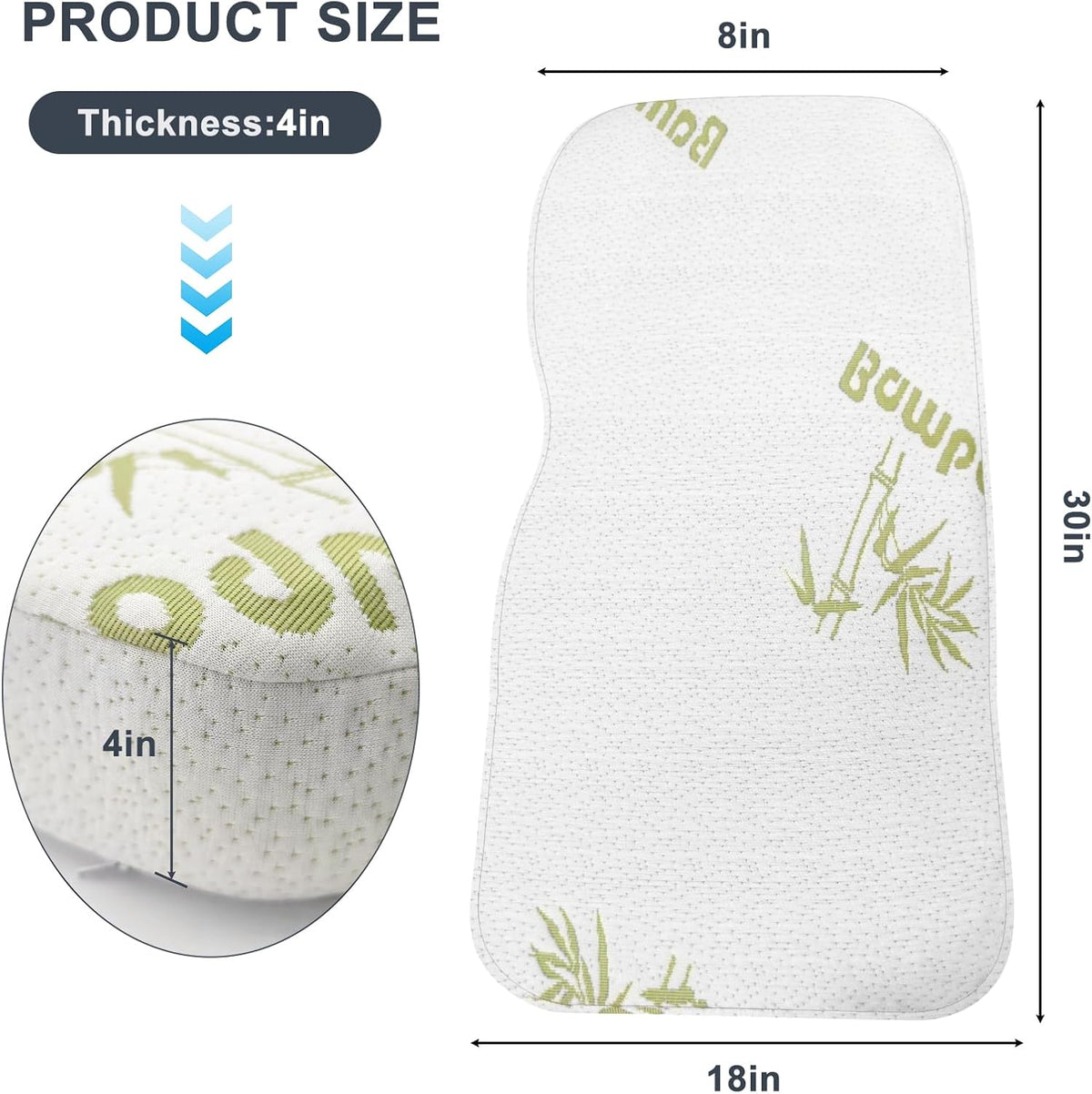 Knee Pillow for Side Sleepers, 100% Memory Foam Filling Leg Pillow for Side Sleeping, 4" Height Leg Pillow for Relieving Leg, Back, and Knee Pain Breathable & Pressure-Relieving Support - 18"x30"x4"