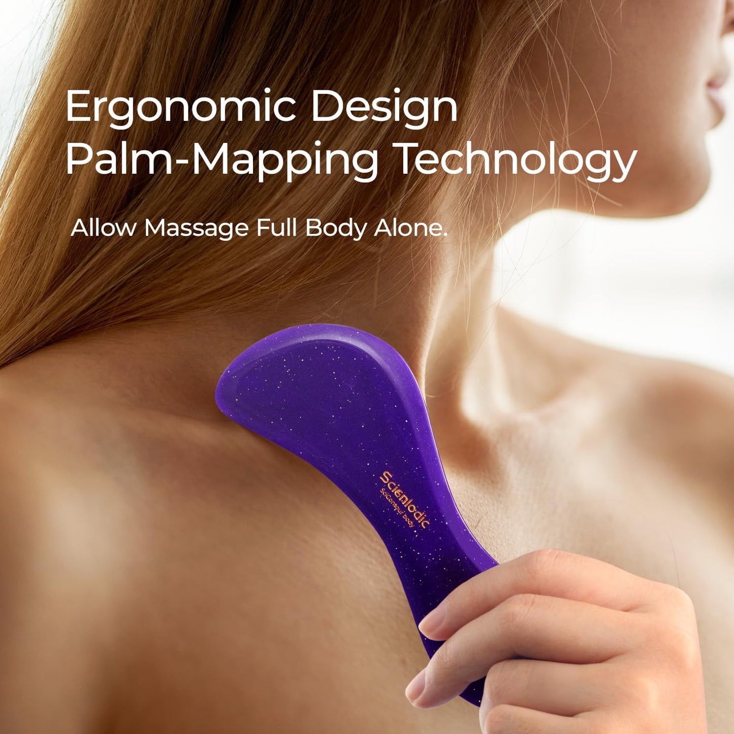 Scienlodic Gua Sha Massage Tool with Handle (Resin) Larger Guasha Scraping Tool for Back Neck Face Leg Massage, Lymphatic Drainage, Cellulite Remove - Large