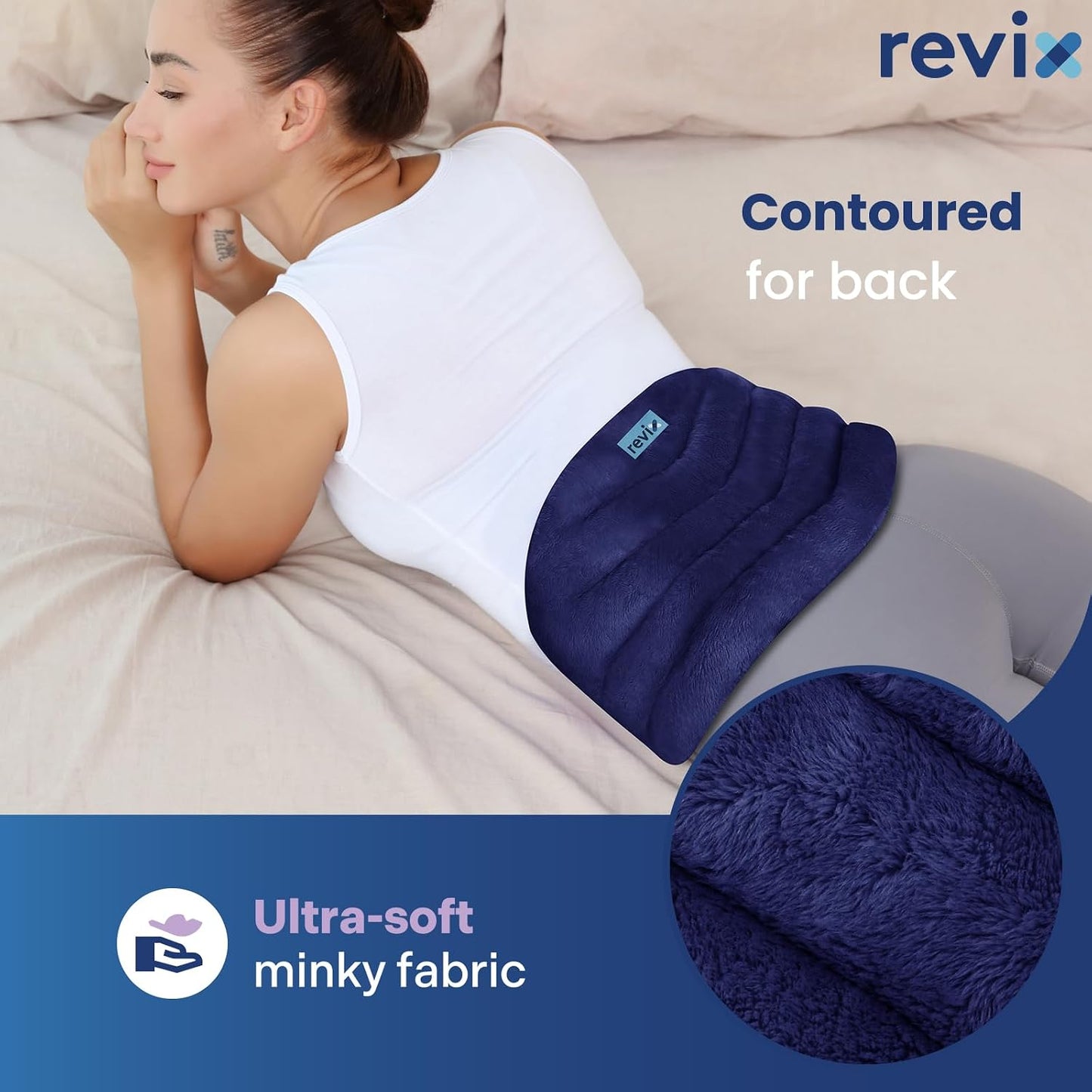 REVIX Microwave Heating Pad for Back, Wearable Moist Heat Waist Wrap, Gray | Wearable Microwave Heating Pad, Waist Wrap With Flaxseed & Clay Beads for Moist Heat Therapy and Hands-Free Use