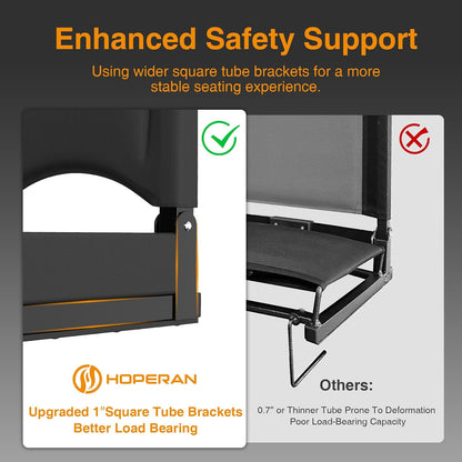 HOPERAN Heated Stadium Seats for Bleachers with Back Support, 3 Levels Heating Bleacher Chairs with Back and Cushion, Folding Bleacher Seat, Lightweight Portable Stadium Chair with Shoulder Strap