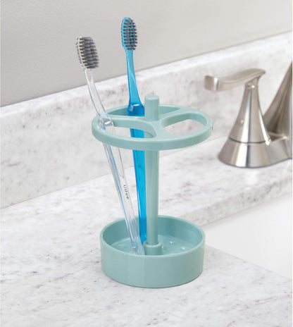 iDesign Toothbrush Holder, Clear | For Normal to Large Toothbrushes, Fits Spin Brushes, Holds Toothpaste
