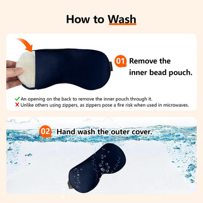 Natural Microwave Heated Eye Mask for Stye Eye Treatment -Moist Heat Warm Compress for Eyes -Premium Silk Eye Mask for Dry Eyes, Sinus, MGD-10 min Heat Therapy -Washable Cover & Adjustable Strap