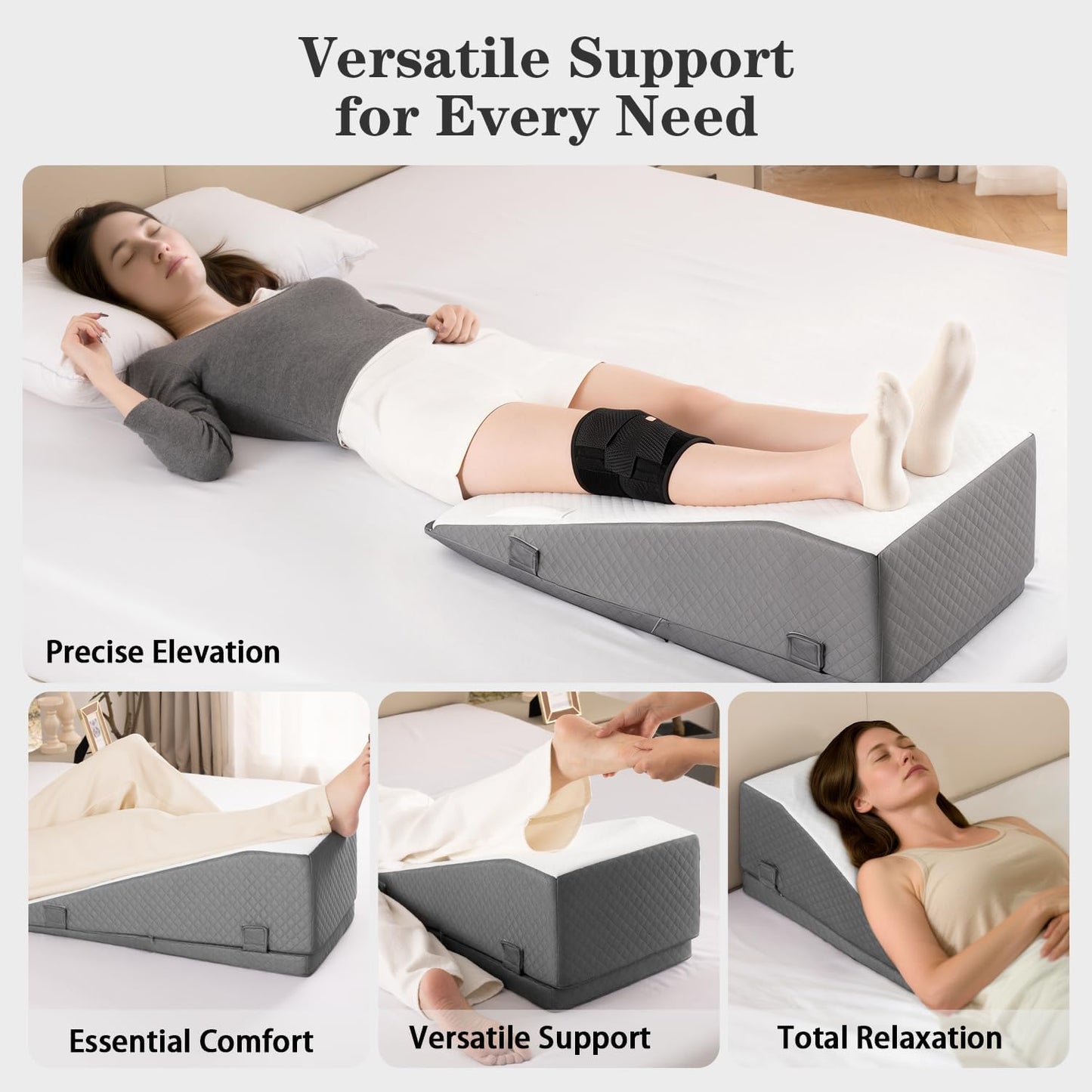 Hapiclody Leg Elevation Pillow for After Surgery – Adjustable Height Knee Surgery Recovery Leg Support Pillow, Designed for Knee Replacement Recovery, Single Leg Elevating Wedge