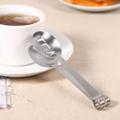 Tea Bag Squeezer, 4.7 inch Stainless Steel Tea Bag Squeezer Tongs, Tea Filter Spoon Clamp Tea Strainer Holder Clip, Suitable for Gripping Ice Cube, Sugar and Lemon