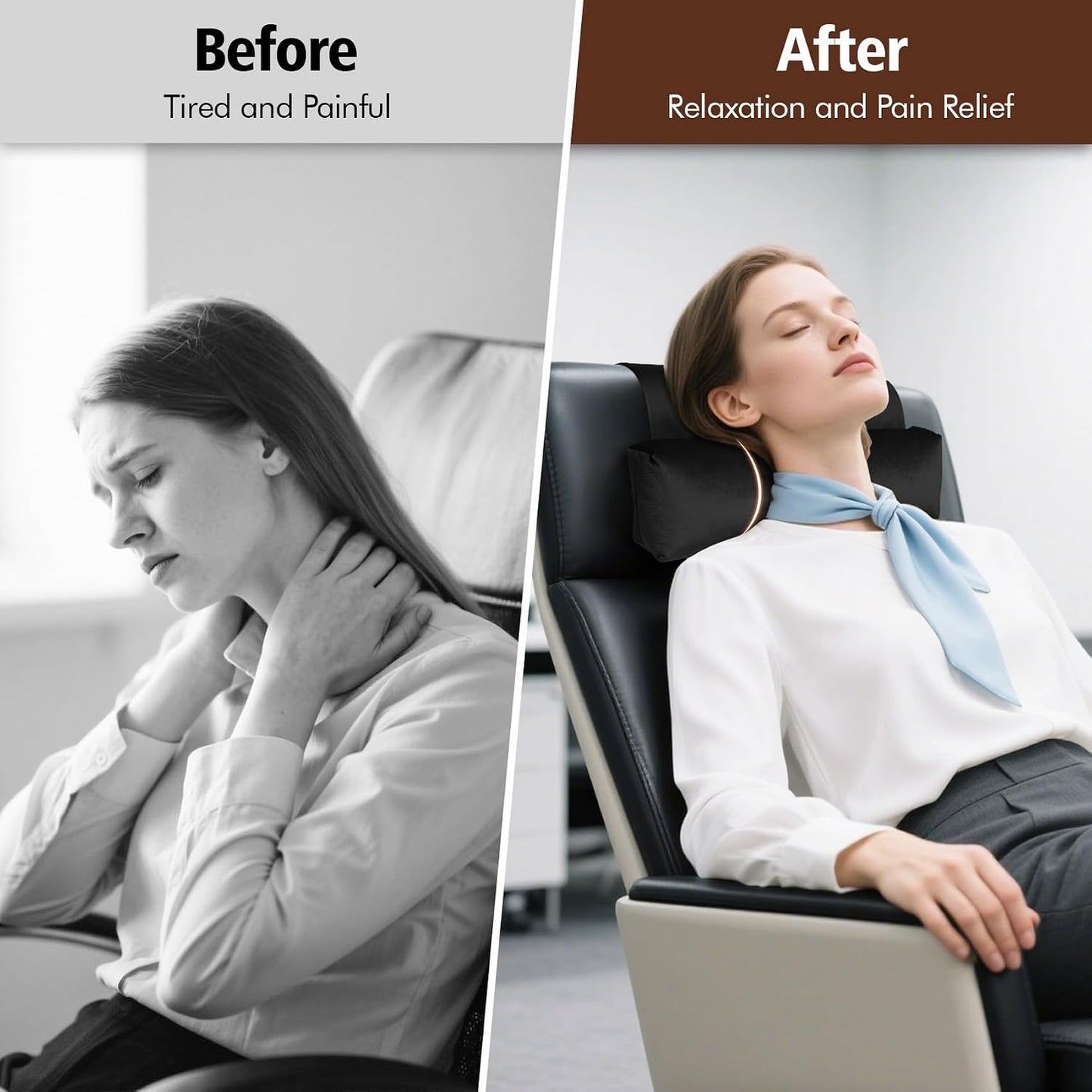WdFour Velvet Neck & Head Pillow for Recliner Chair, Small Ergonomic Cervical Support Pillow for Home, Office and Travel, Non-Slip Cushion for Tension Relief & Shoulder Comfort (Chocolate)