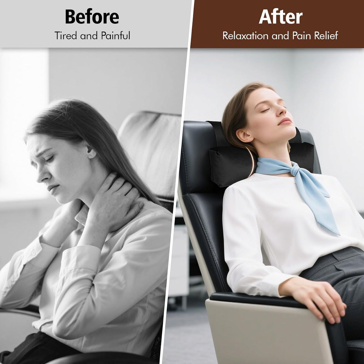 WdFour Velvet Neck & Head Pillow for Recliner Chair, Small Ergonomic Cervical Support Pillow for Home, Office and Travel, Non-Slip Cushion for Tension Relief & Shoulder Comfort (Chocolate)