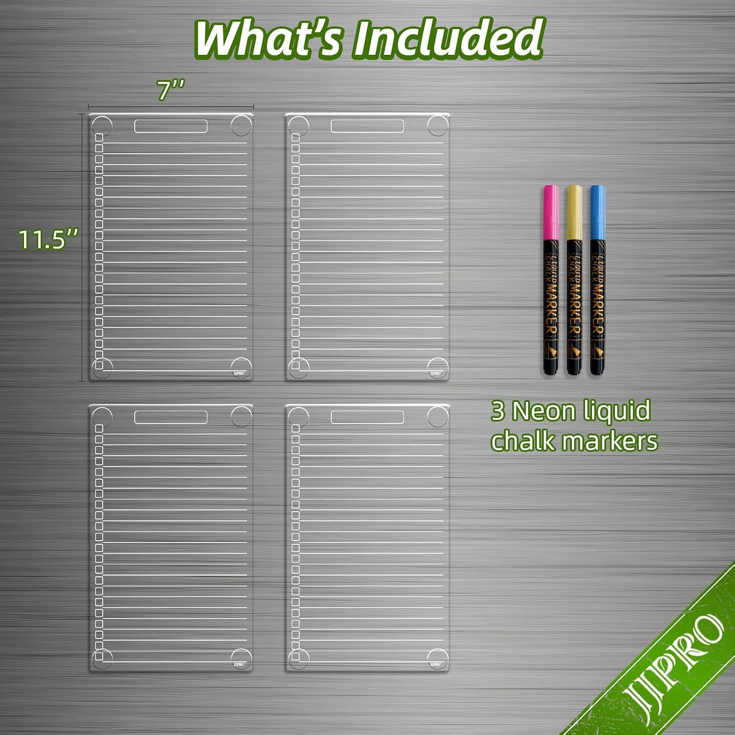 JJPRO Non-Magnetic Dry Erase Calendar for Fridge, Monthly Calendar, Weekly Planning Board Bundle for All Smooth Surfaces. Clear Reusable Calendar Stick to Fridge,Cabinet,Door&Glass