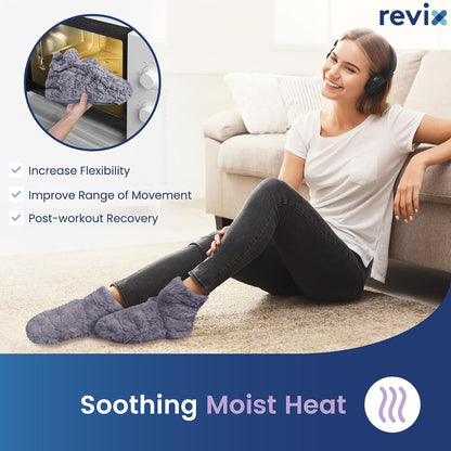 REVIX Microwavable Foot Warmers, Heated Booties for Cold Feet, Purple L