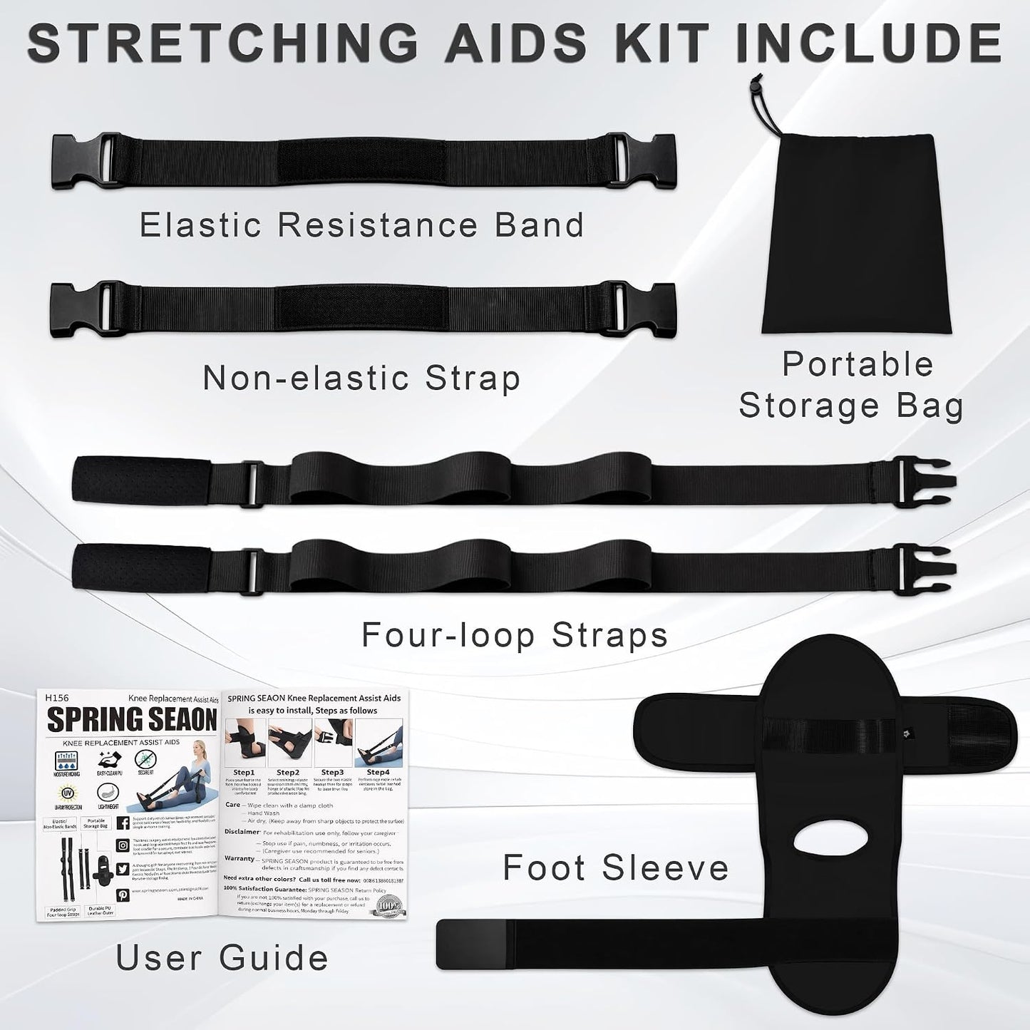 Knee Replacement Recovery Aids, Leg Stretcher Strap Kit | Adjustable Foot Cradle with 0 lb and 5 lb Resistance Bands, Range of Motion Training for Hip and Knee Exercises, Storage Bag