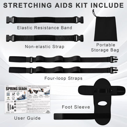 Knee Replacement Recovery Aids, Leg Stretcher Strap Kit | Adjustable Foot Cradle with 0 lb and 5 lb Resistance Bands, Range of Motion Training for Hip and Knee Exercises, Storage Bag